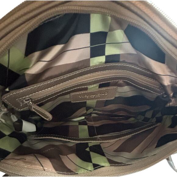 Tignanello Satin Metal Pebble Leather Double Zip Top Satchel w/Slim Wallet NWT - Picture 3 of 11